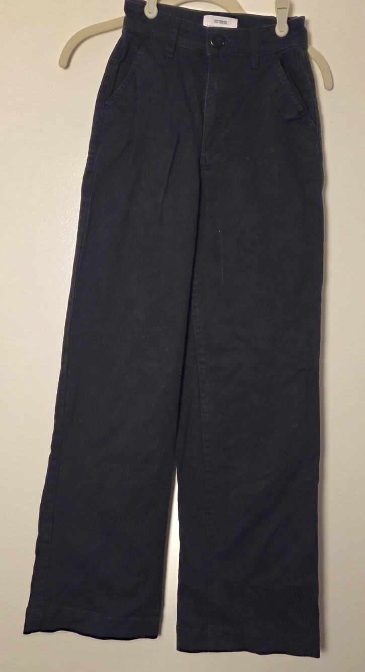 Cotton On High Waisted Wide Leg Pants Womens Size 0 US 4 AU Black Cotton Twill